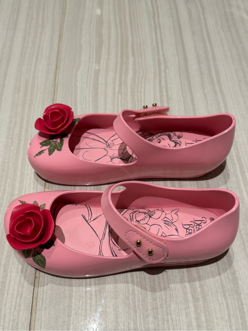 Mini Melissa Disney Beauty and Beast Pink Rose Mary Jane